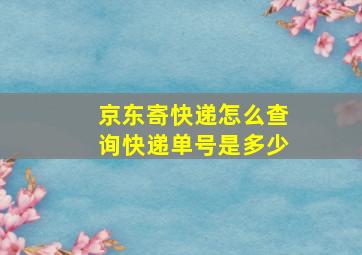 京东寄快递怎么查询快递单号是多少