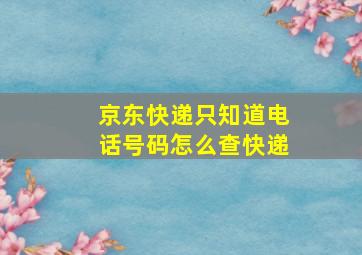 京东快递只知道电话号码怎么查快递