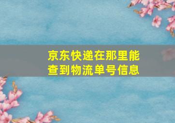 京东快递在那里能查到物流单号信息