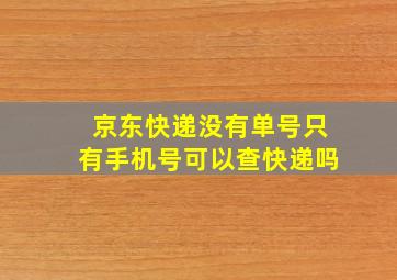 京东快递没有单号只有手机号可以查快递吗