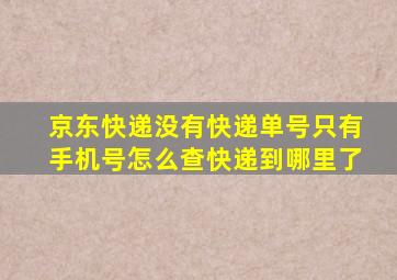 京东快递没有快递单号只有手机号怎么查快递到哪里了