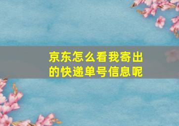 京东怎么看我寄出的快递单号信息呢