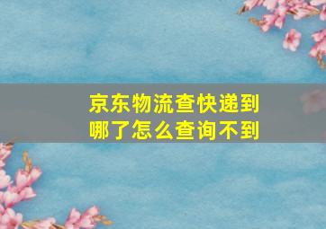 京东物流查快递到哪了怎么查询不到