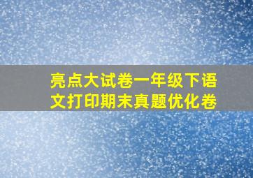 亮点大试卷一年级下语文打印期末真题优化卷