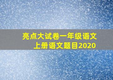 亮点大试卷一年级语文上册语文题目2020