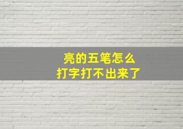 亮的五笔怎么打字打不出来了