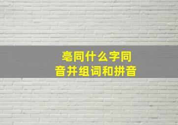 亳同什么字同音并组词和拼音