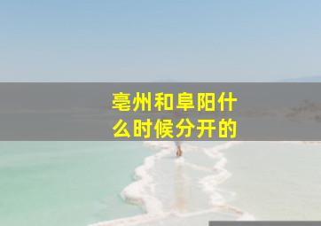 亳州和阜阳什么时候分开的