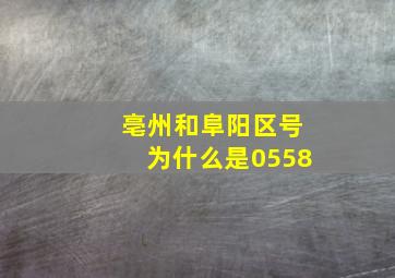 亳州和阜阳区号为什么是0558