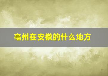 亳州在安徽的什么地方