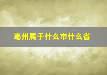 亳州属于什么市什么省