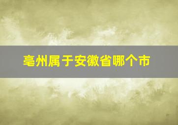 亳州属于安徽省哪个市