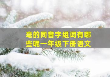 亳的同音字组词有哪些呢一年级下册语文