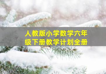 人教版小学数学六年级下册教学计划全册