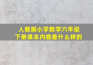 人教版小学数学六年级下册课本内容是什么样的