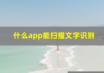 什么app能扫描文字识别