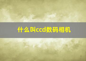 什么叫ccd数码相机