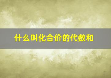 什么叫化合价的代数和