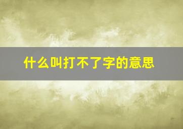 什么叫打不了字的意思