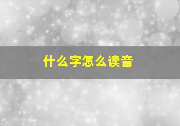 什么字怎么读音