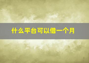 什么平台可以借一个月