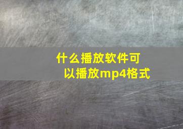 什么播放软件可以播放mp4格式