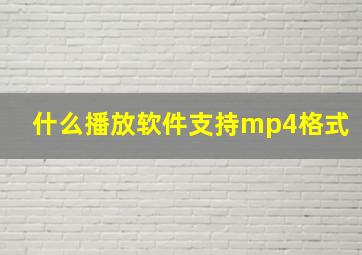 什么播放软件支持mp4格式