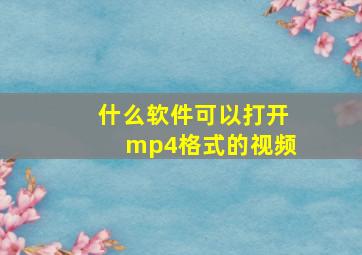 什么软件可以打开mp4格式的视频