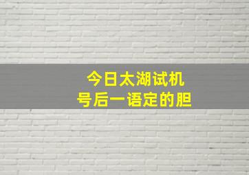 今日太湖试机号后一语定的胆