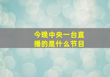 今晚中央一台直播的是什么节目