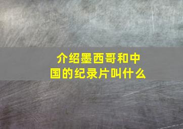 介绍墨西哥和中国的纪录片叫什么