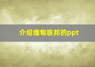 介绍缅甸联邦的ppt