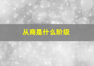 从商是什么阶级