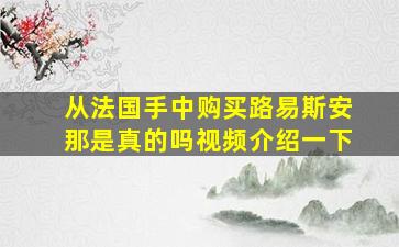 从法国手中购买路易斯安那是真的吗视频介绍一下