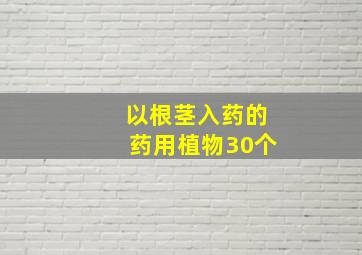 以根茎入药的药用植物30个