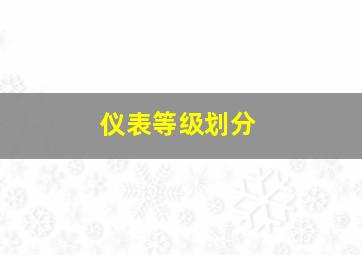 仪表等级划分