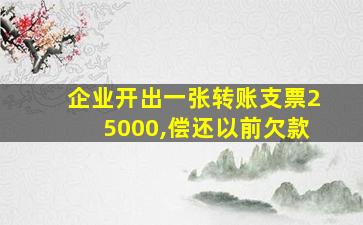 企业开出一张转账支票25000,偿还以前欠款