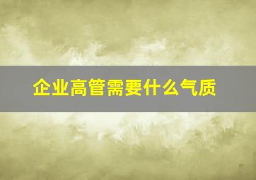 企业高管需要什么气质