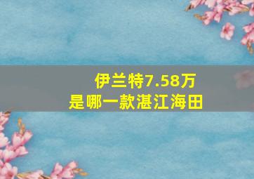 伊兰特7.58万是哪一款湛江海田