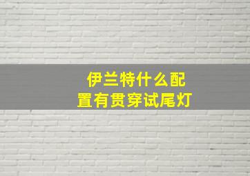 伊兰特什么配置有贯穿试尾灯