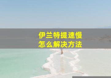 伊兰特提速慢怎么解决方法