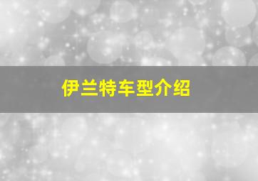 伊兰特车型介绍