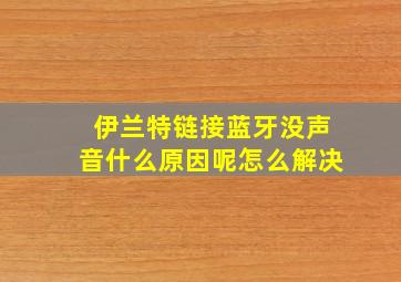 伊兰特链接蓝牙没声音什么原因呢怎么解决