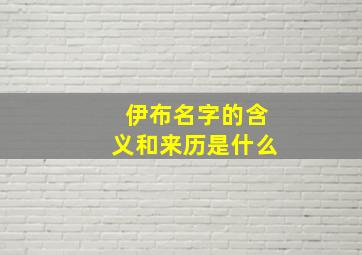 伊布名字的含义和来历是什么