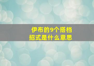 伊布的9个搭档招式是什么意思