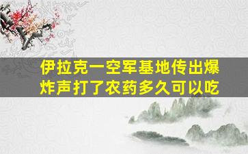 伊拉克一空军基地传出爆炸声打了农药多久可以吃