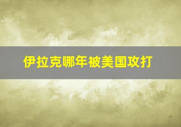 伊拉克哪年被美国攻打