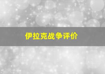 伊拉克战争评价