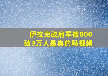 伊拉克政府军被800破3万人是真的吗视频