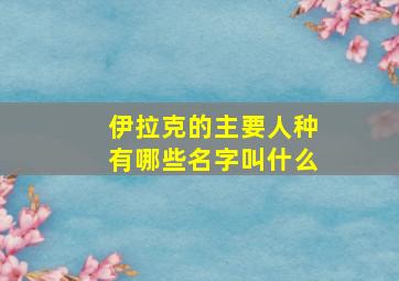 伊拉克的主要人种有哪些名字叫什么